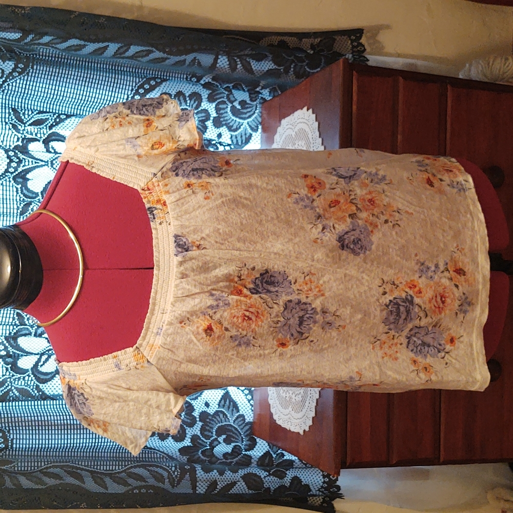 Loft Flutter Sleeve Flower Print Linen Top SP